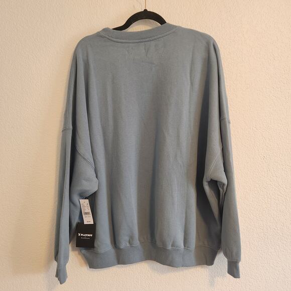 Playboy Unisex Size Medium Crew Neck Blue 90's Sexy Bunny Logo Sweatshirt NWT - Picture 5 of 5